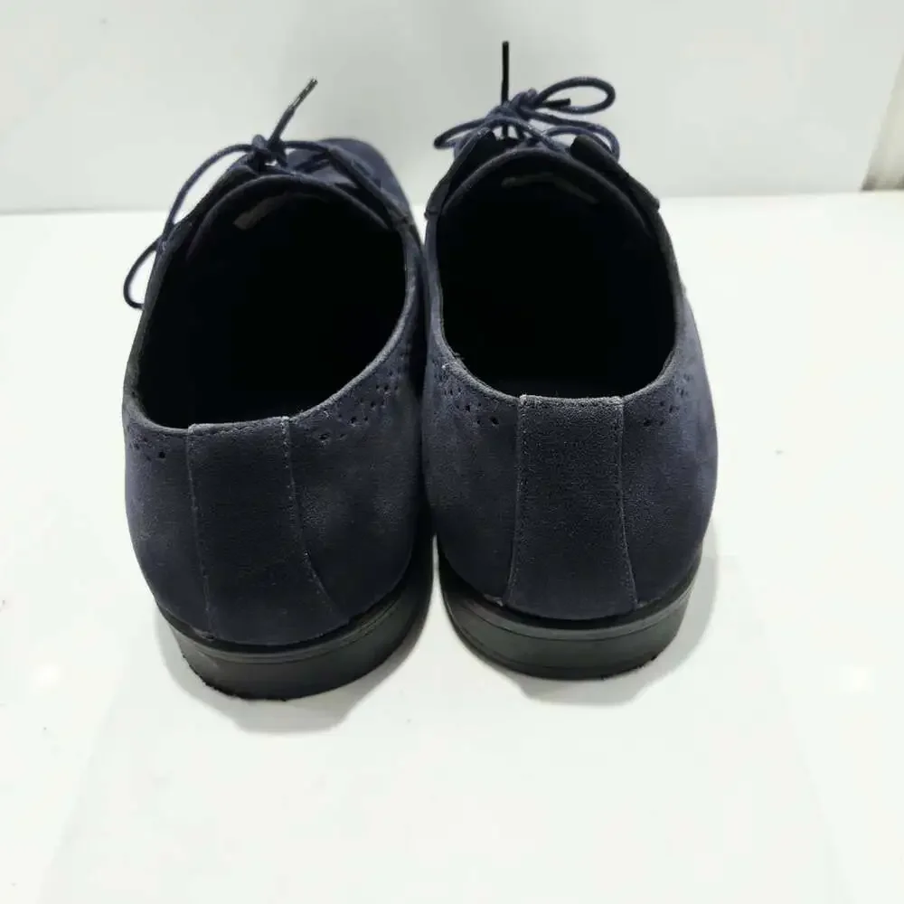 Bravo King-3 Dress Shoe Size 15W Blue Suede Oxford